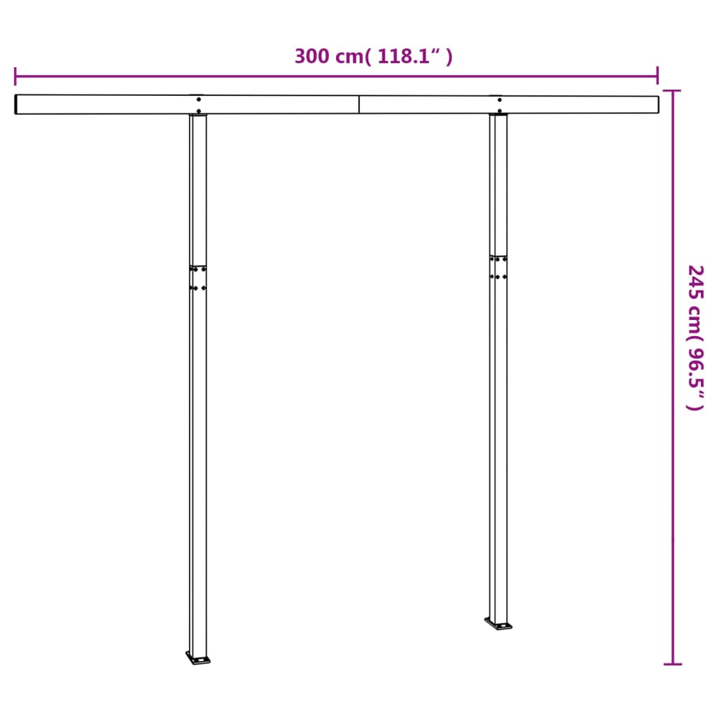 Markisestolpesett hvit 300x245 cm jern