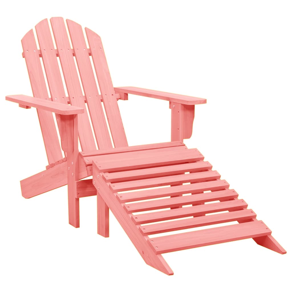 Adirondack hagestol med ottoman heltre gran rosa