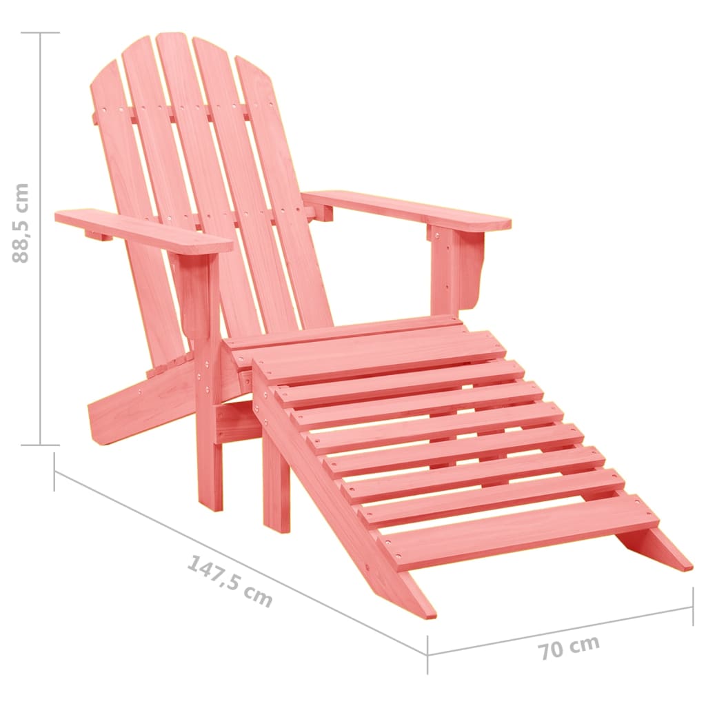 Adirondack hagestol med ottoman heltre gran rosa