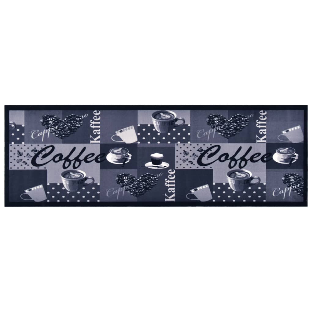 Vaskbart kjøkkenteppe Coffee blå 45x150 cm