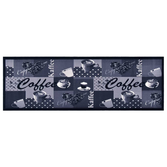 Vaskbart kjøkkenteppe kaffe blå 60x180 cm
