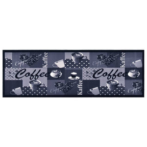 Vaskbart kjøkkenteppe kaffe blå 60x180 cm