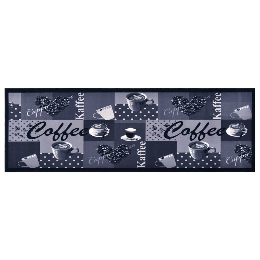 Vaskbart kjøkkenteppe Coffee blå 60x300 cm