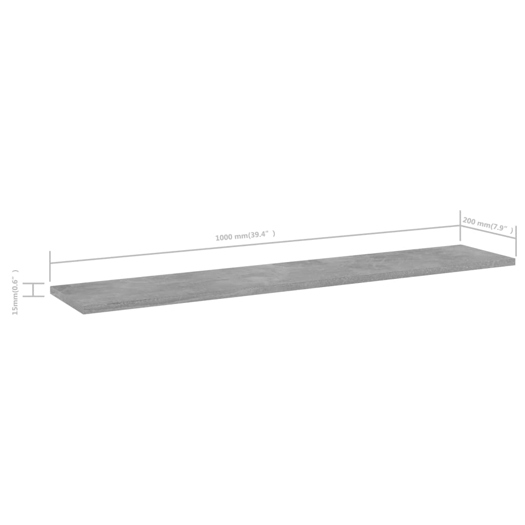 Hylleplater 4 stk betonggrå 100x20x1,5 cm konstruert tre