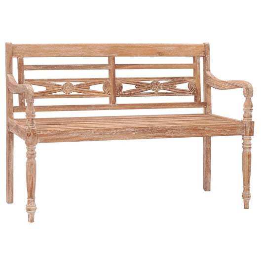 Bataviabenk 120 cm hvitvasket heltre teak