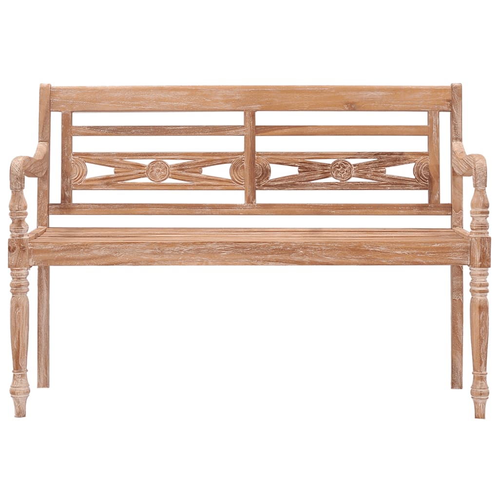 Bataviabenk 120 cm hvitvasket heltre teak