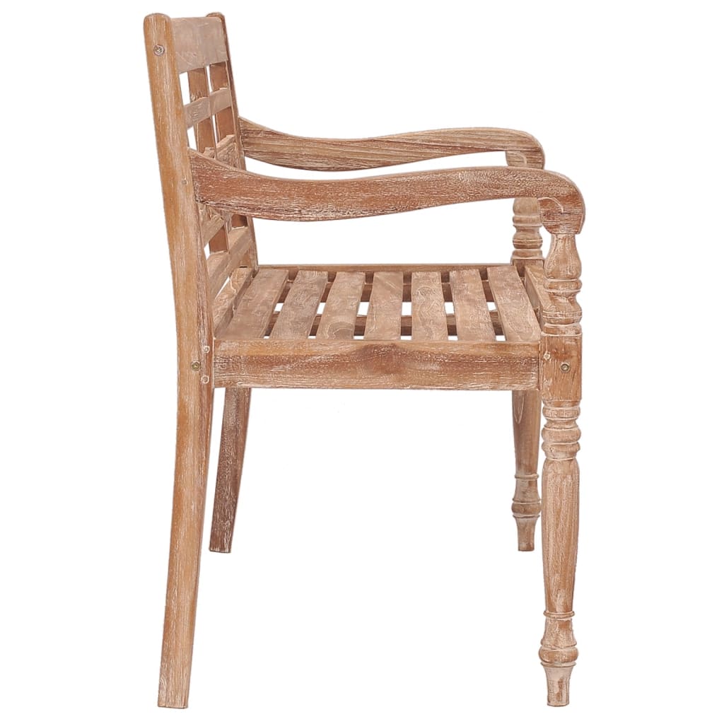 Bataviabenk 120 cm hvitvasket heltre teak