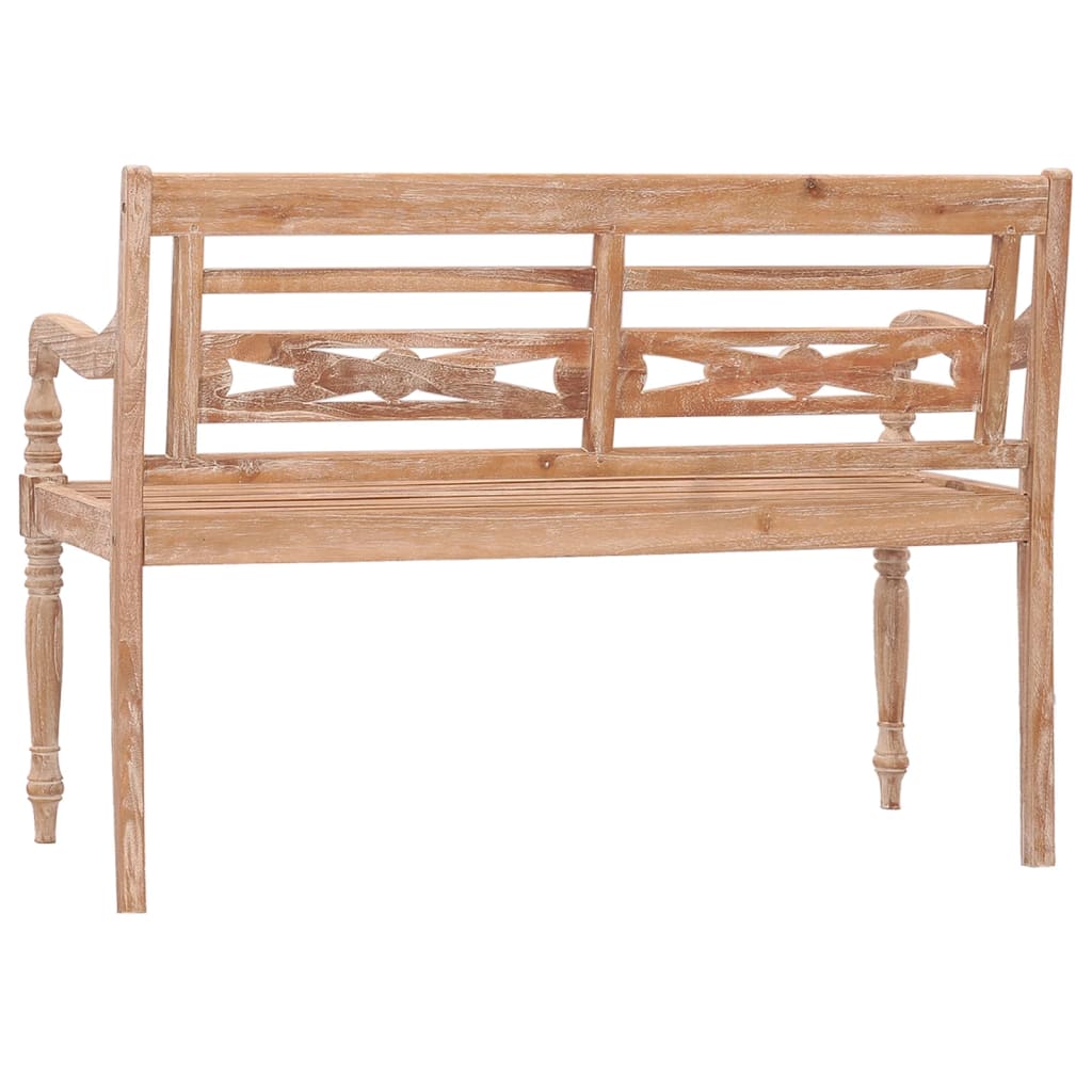 Bataviabenk 120 cm hvitvasket heltre teak
