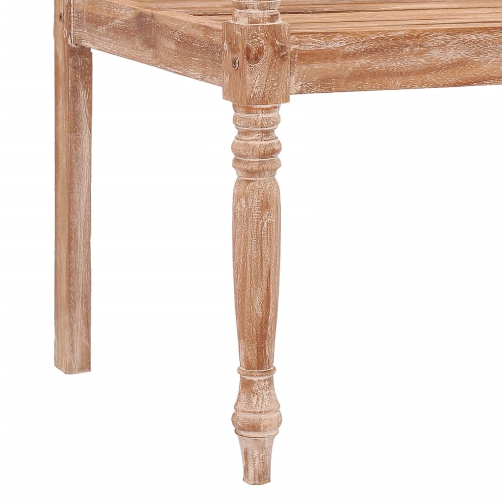 Bataviabenk 120 cm hvitvasket heltre teak