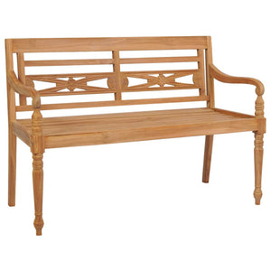 Batavia benk med grå pute 120 cm heltre teak