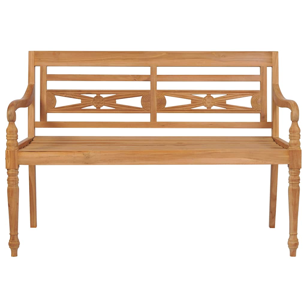 Batavia benk med grå pute 120 cm heltre teak