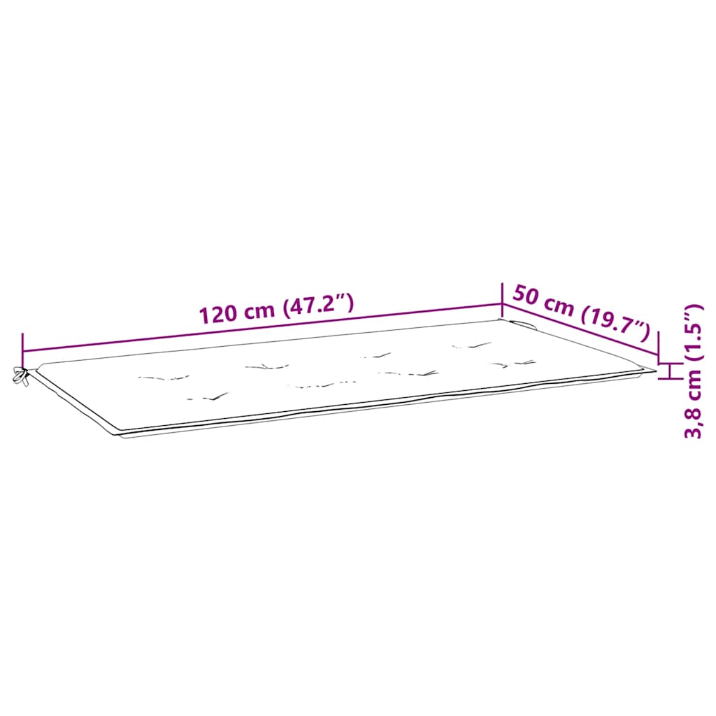 Batavia benk med grå pute 120 cm heltre teak