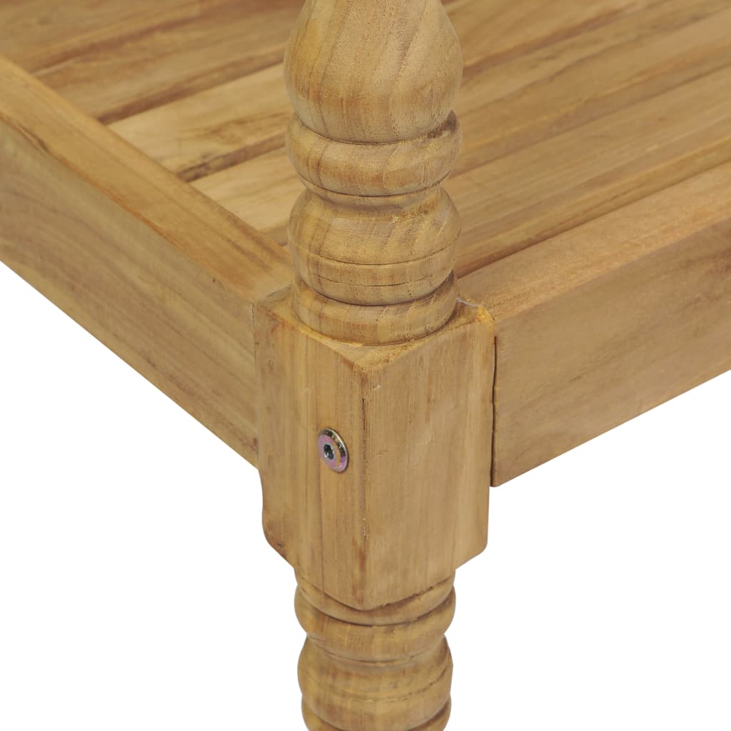 Batavia benk med blå pute 120 cm heltre teak