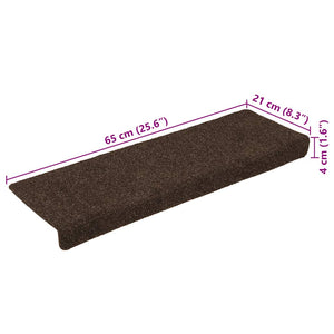 Trappematter 15 stk nålestempel 65x21x4 cm brun