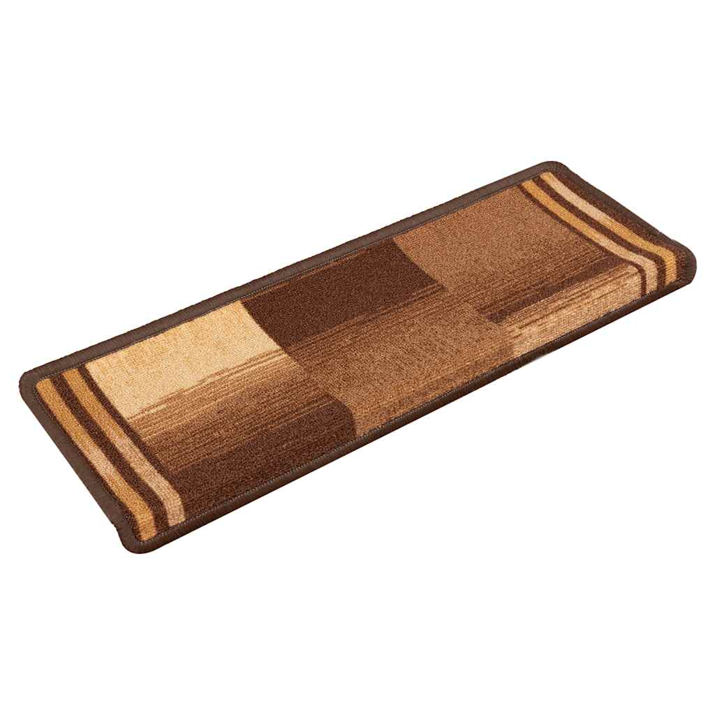 Selvklebende trappematter 15 stk 65x21x4 cm brun