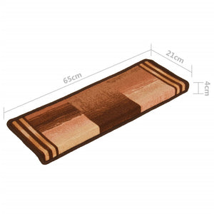 Selvklebende trappematter 15 stk 65x21x4 cm brun