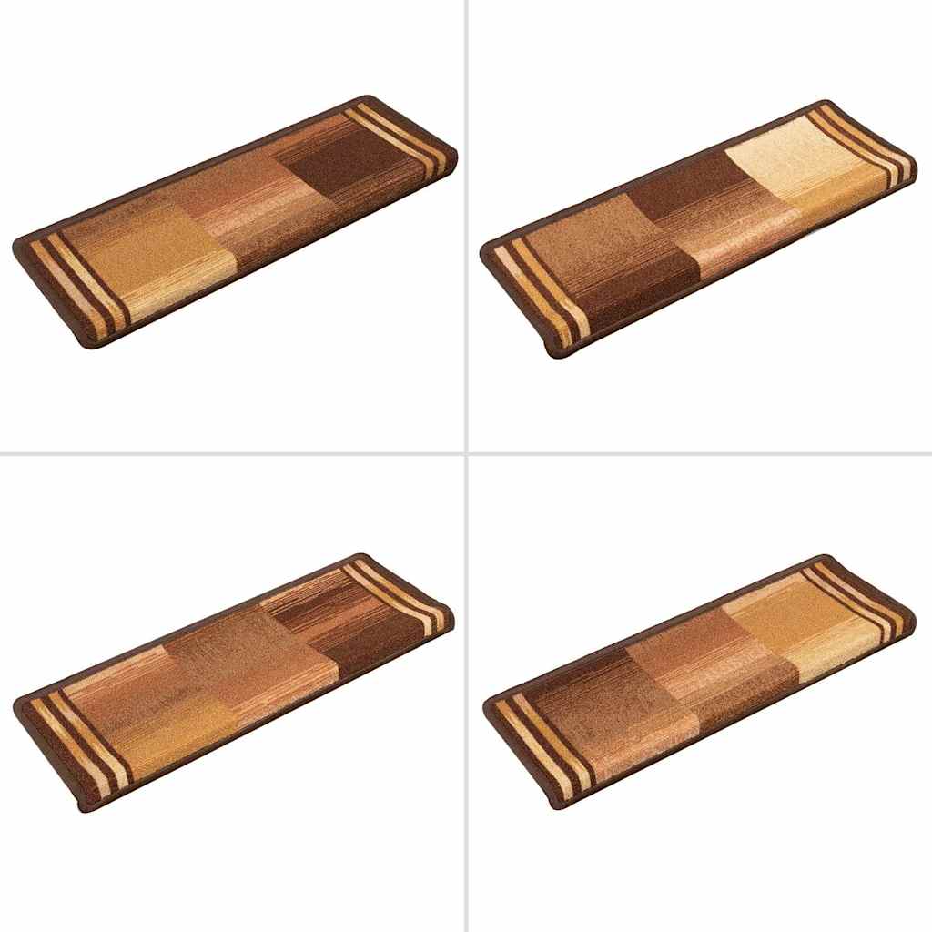 Selvklebende trappematter 15 stk 65x21x4 cm brun
