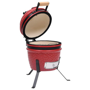 Kullgrill med røyker Kamado keramisk 56 cm rød