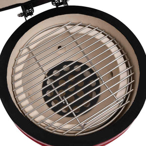 Kullgrill med røyker Kamado keramisk 56 cm rød