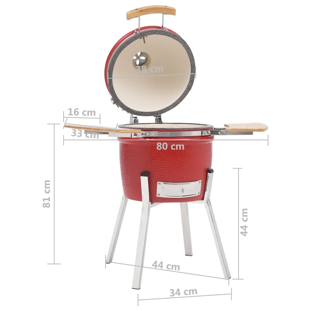 Kamado Kullgrill med røyker keramisk 81 cm