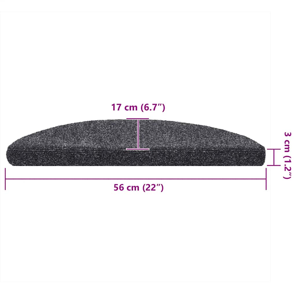 Selvklebende trappematter 10 stk mørkegrå 56x17x3cm nålestempel