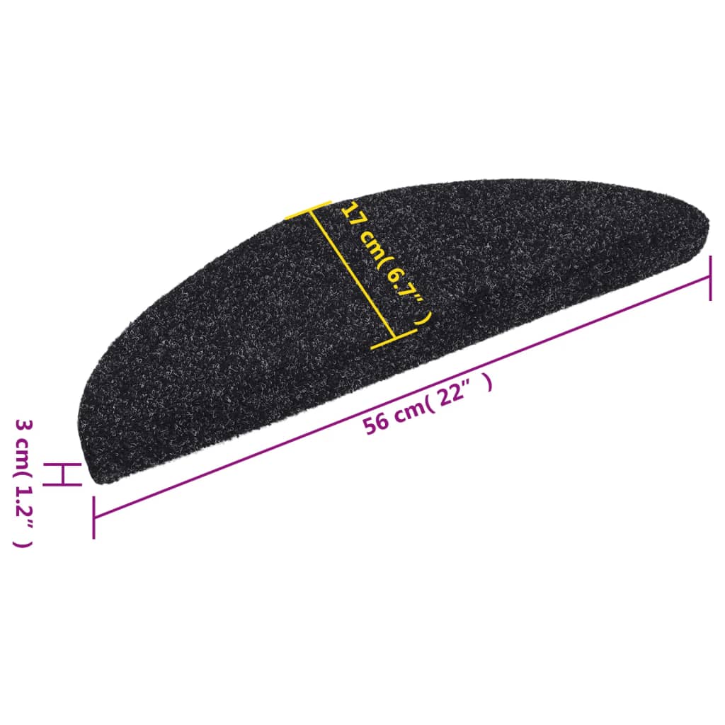 Selvklebende trappematter 10 stk svart 56x17x3 cm nålestempel