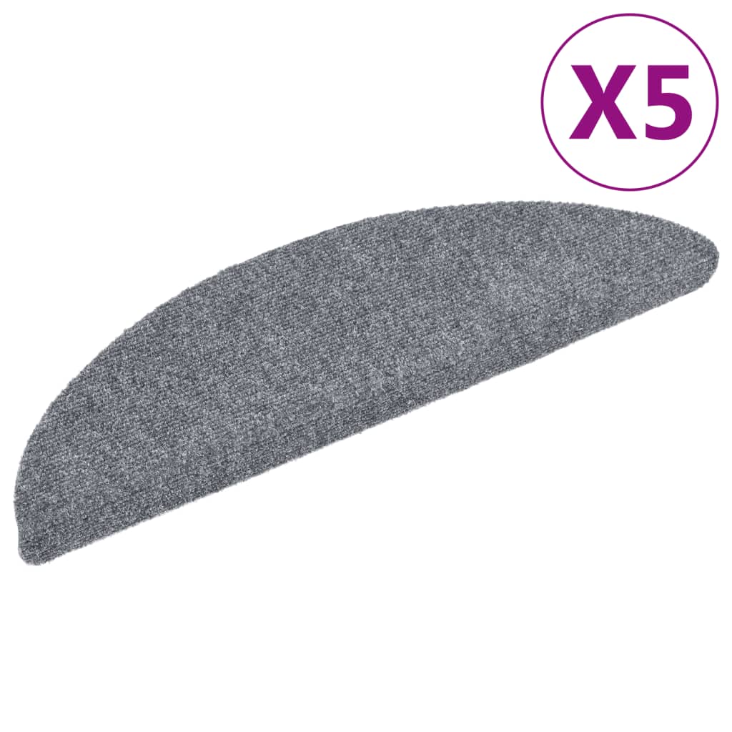 Selvklebende trappematter 5 stk lysegrå 56x17x3 cm nålestempel