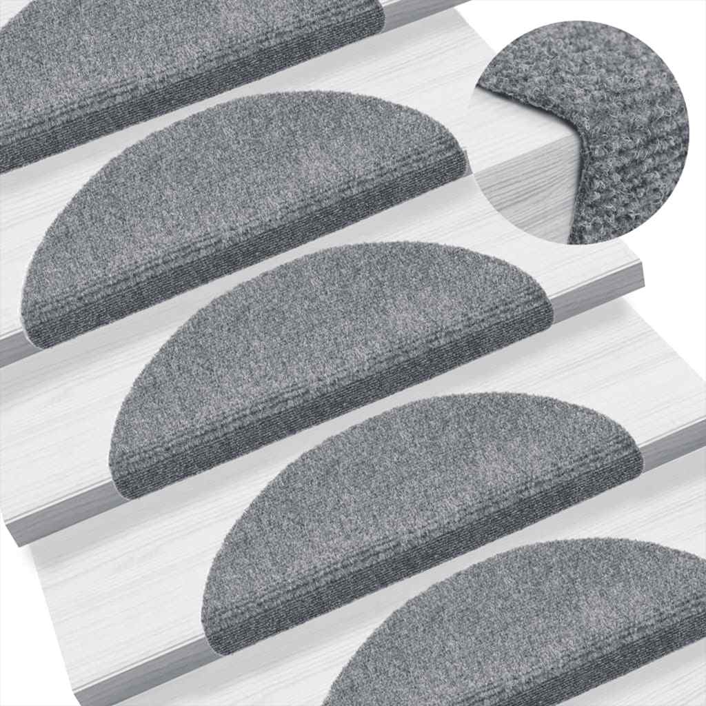 Selvklebende trappematter 5 stk lysegrå 56x17x3 cm nålestempel