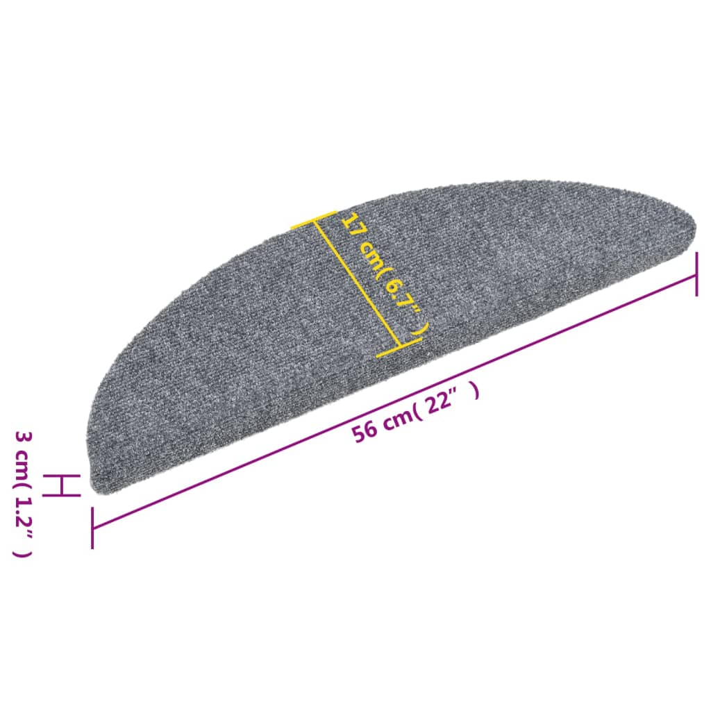 Selvklebende trappematter 10 stk lysegrå 56x17x3 cm nålestempel
