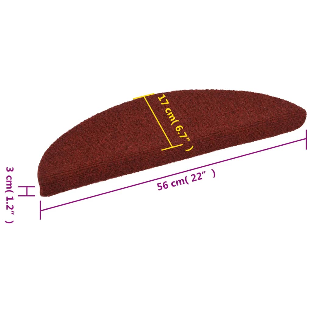 Selvklebende trappematter 10 stk rød 56x17x3cm nålestempel