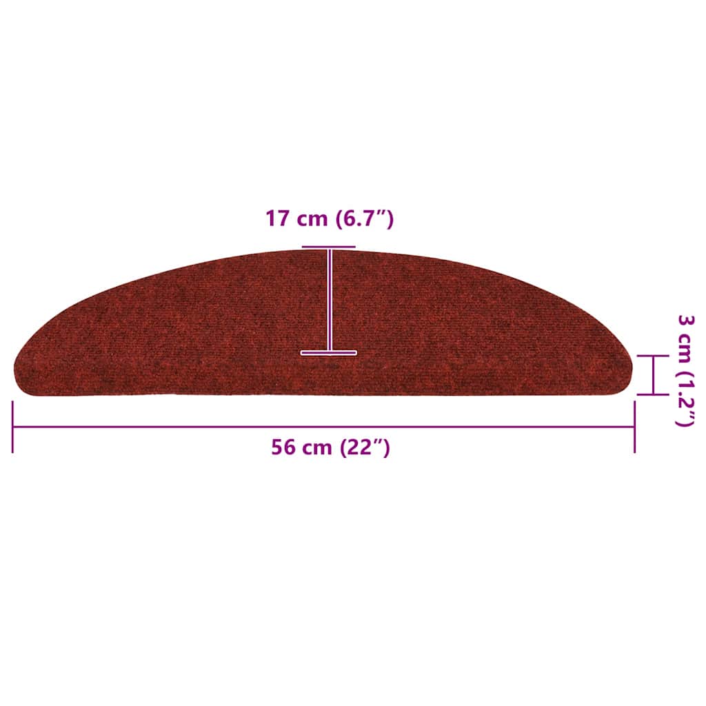 Selvklebende trappematter 10 stk rød 56x17x3cm nålestempel