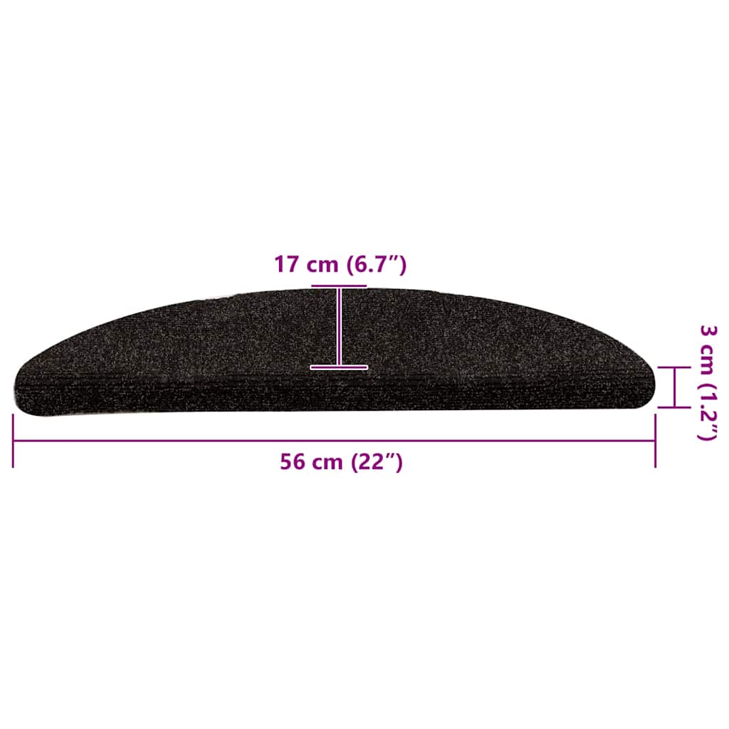 Selvklebende trappematter 10stk mørkebrun 56x17x3cm nålestempel