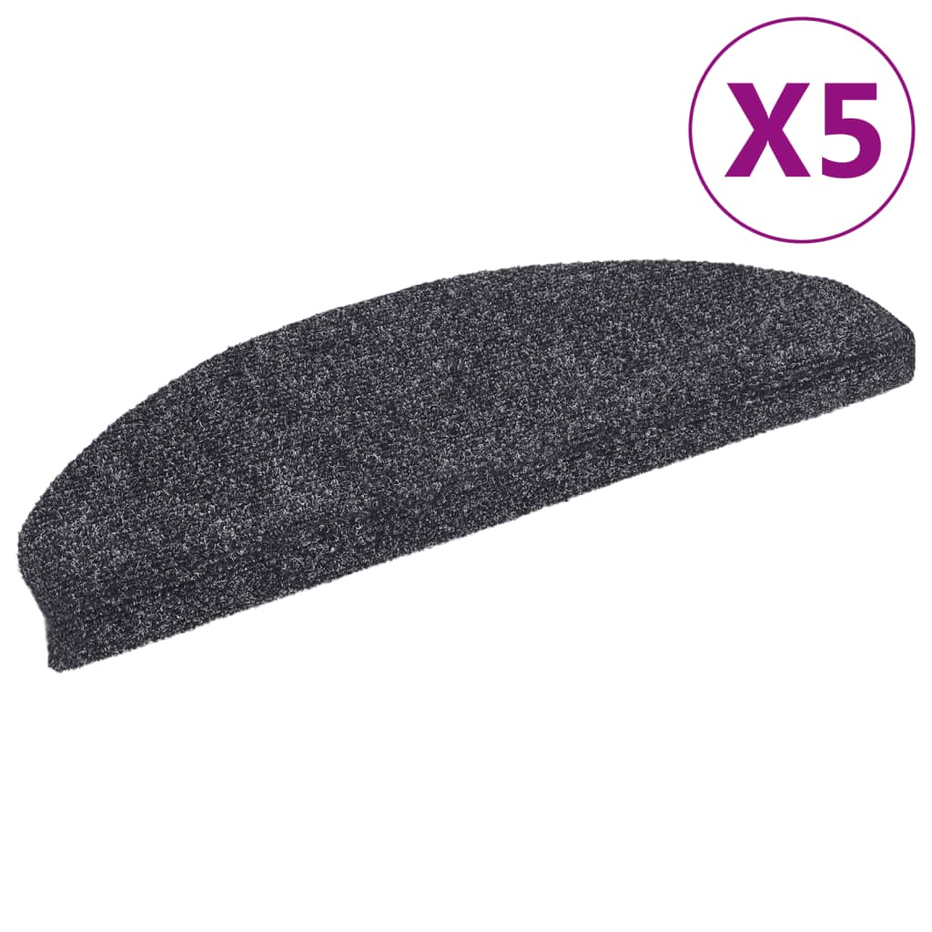 Self-adhesive stair mats 5 pieces dark grey 65x21x4 cm needle punch