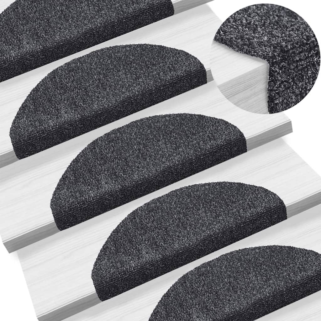 Self-adhesive stair mats 5 pieces dark grey 65x21x4 cm needle punch
