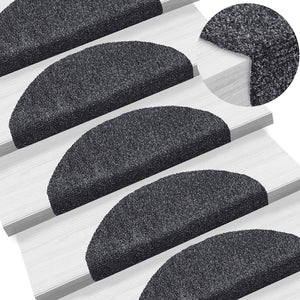 Self-adhesive stair mats 5 pieces dark grey 65x21x4 cm needle punch