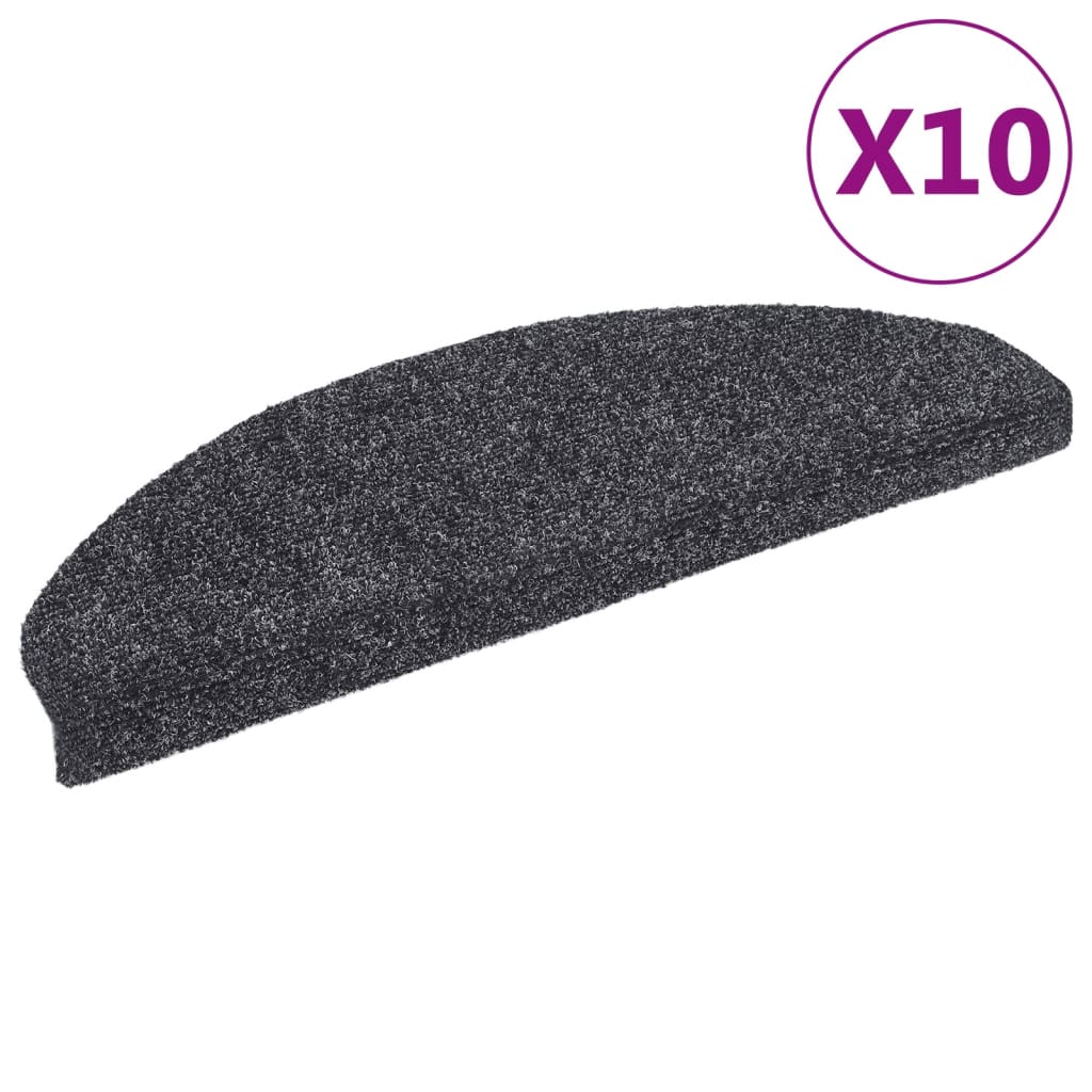 Selvklebende trappematter 10 stk mørkegrå 65x21x4cm nålestempel