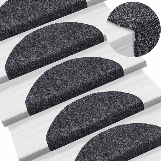Selvklebende trappematter 10 stk mørkegrå 65x21x4cm nålestempel