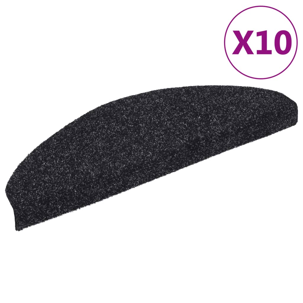 Selvklebende trappematter 10 stk svart 65x21x4 cm nålestempel