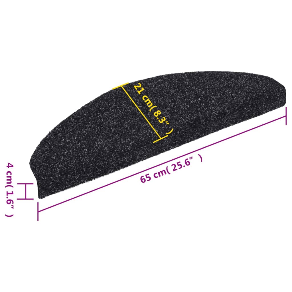 Selvklebende trappematter 10 stk svart 65x21x4 cm nålestempel