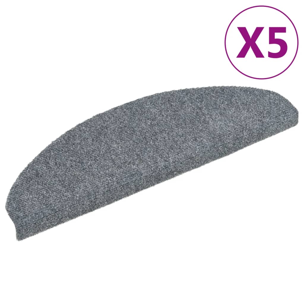 Selvklebende trappematter 5 stk lysegrå 65x21x4 cm nålestempel