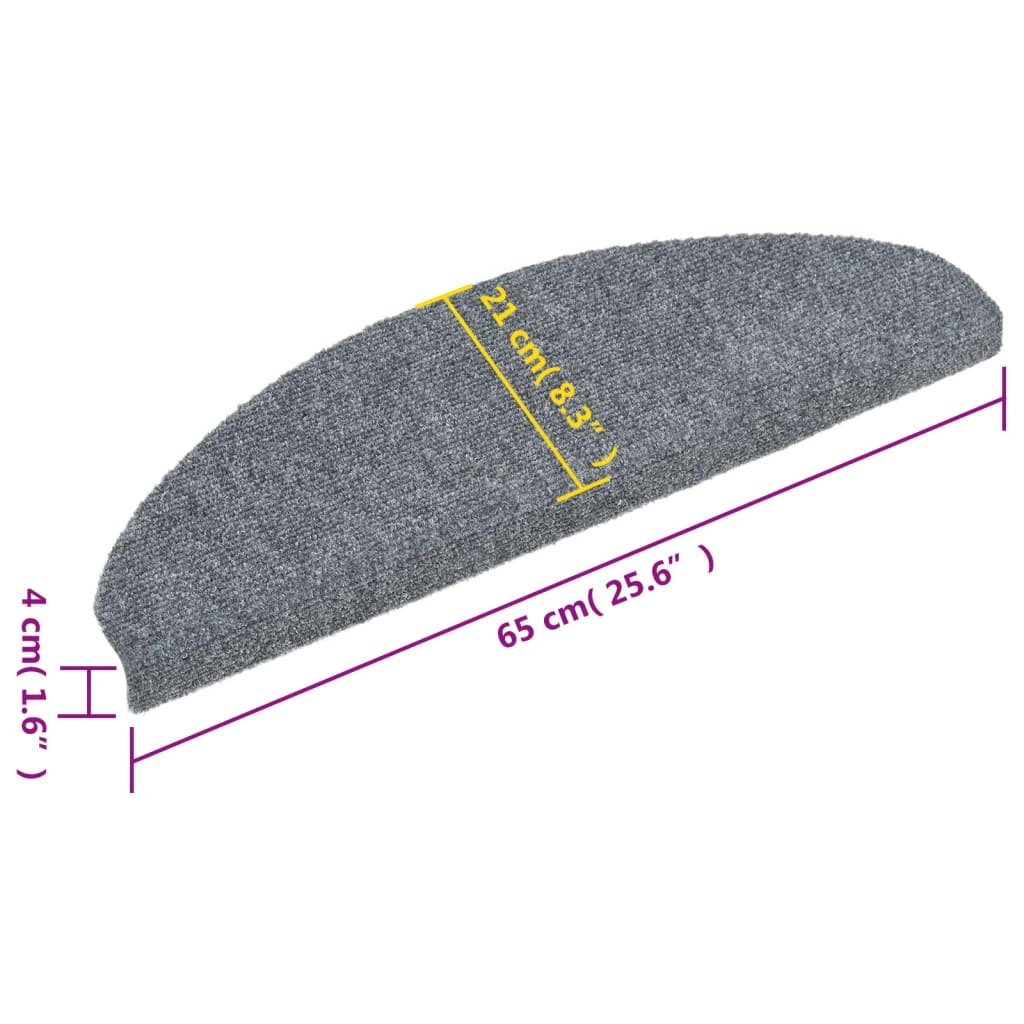 Selvklebende trappematter 5 stk lysegrå 65x21x4 cm nålestempel