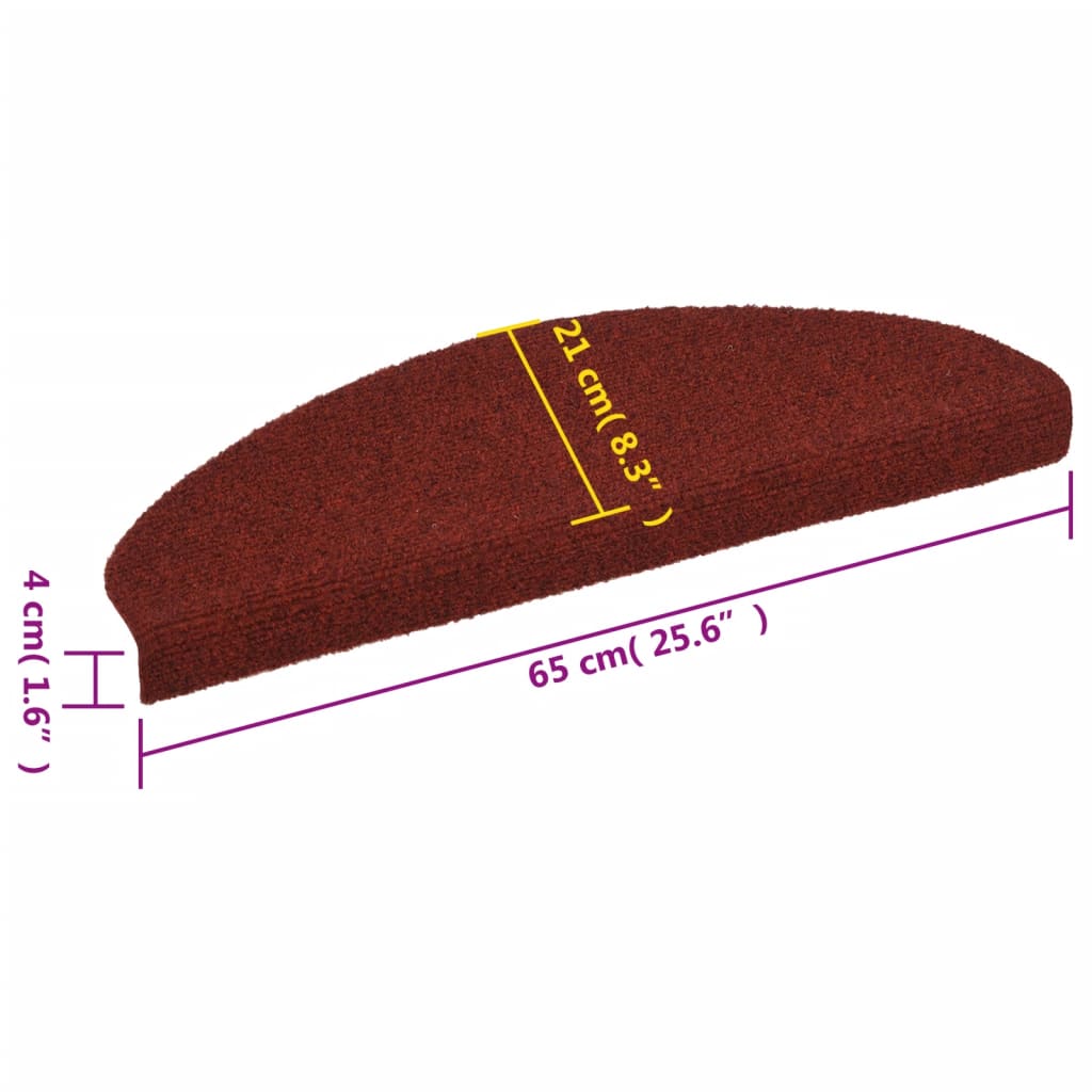 Selvklebende trappematter 10 stk rød 65x21x4 cm nålestempel