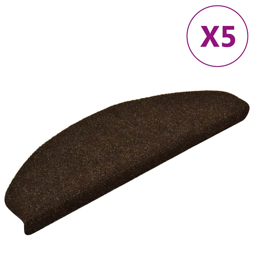 Self-adhesive stair mats 5 pcs brown 65x21x4 cm needle punch