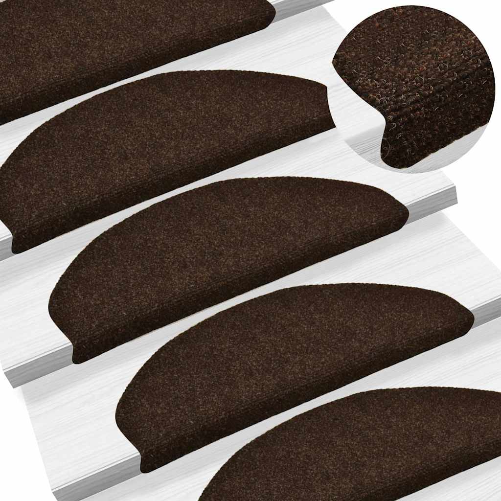 Self-adhesive stair mats 5 pcs brown 65x21x4 cm needle punch
