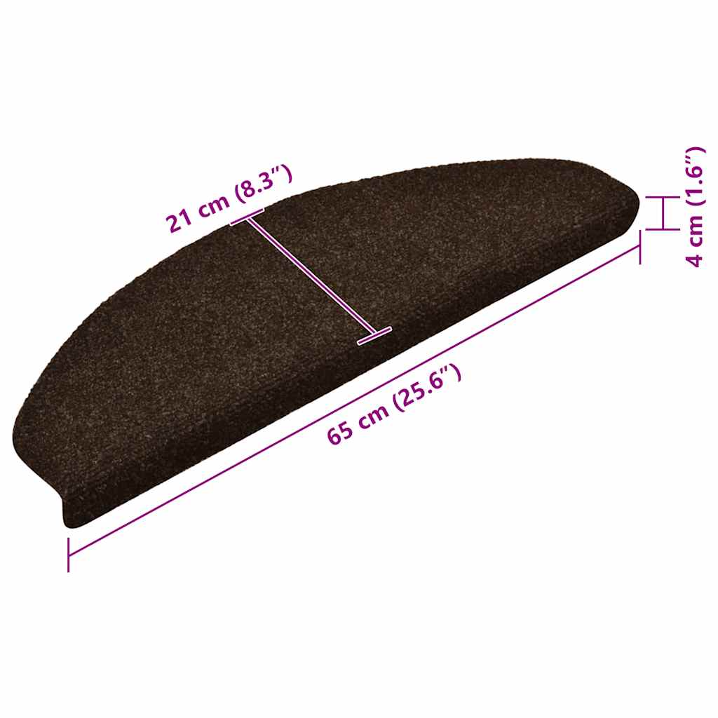 Self-adhesive stair mats 5 pcs brown 65x21x4 cm needle punch
