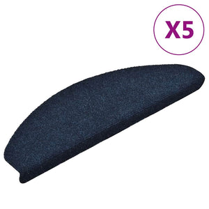 Self-adhesive stair mats 5 pcs navy blue 65x21x4cm needle punch