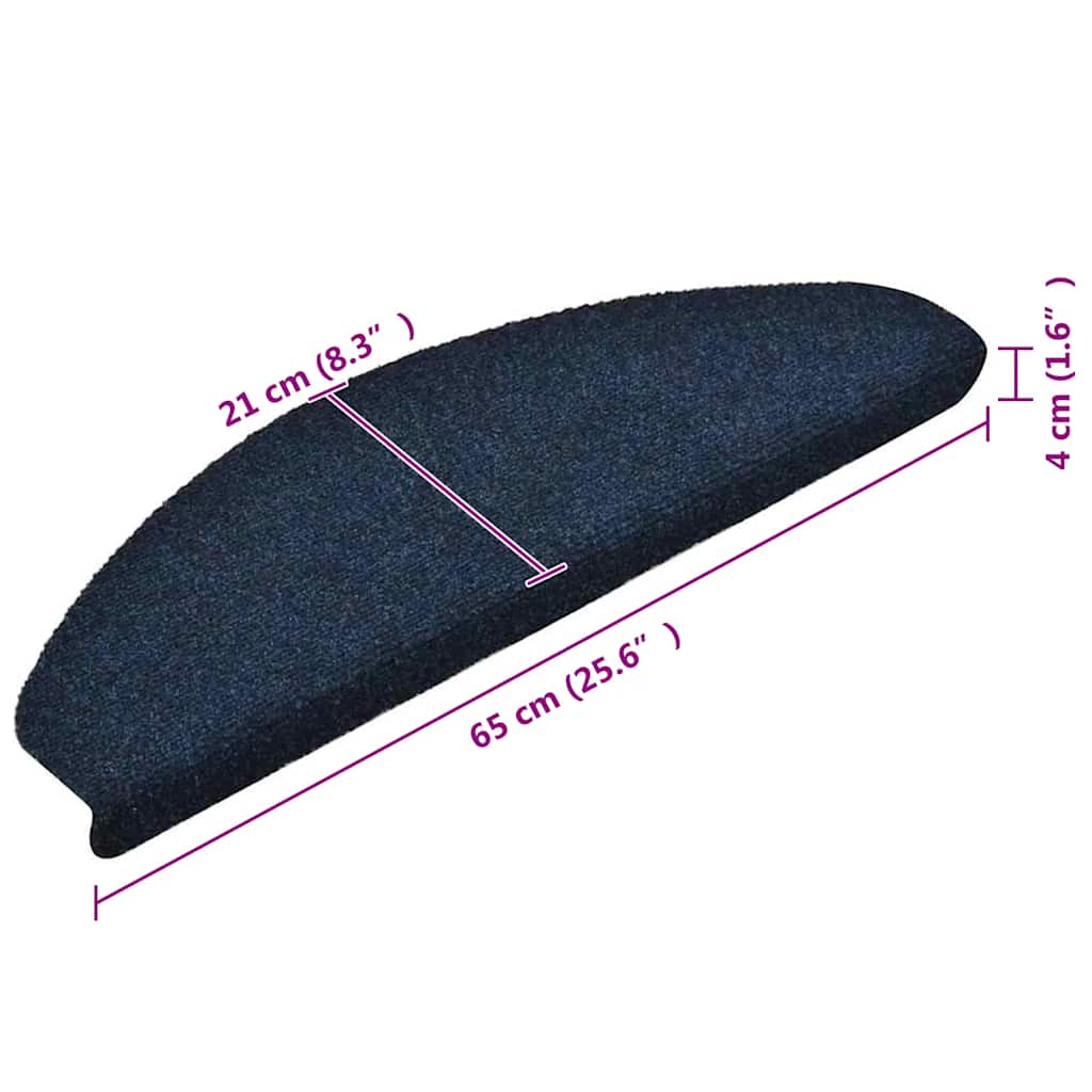 Self-adhesive stair mats 5 pcs navy blue 65x21x4cm needle punch