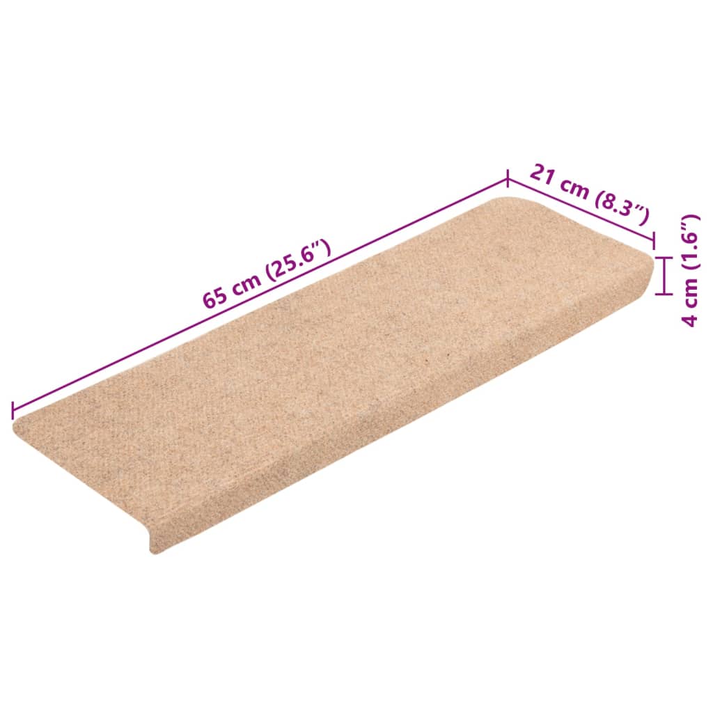 Selvklebende trappematter 10stk kremhvit 65x21x4 cm nålestempel