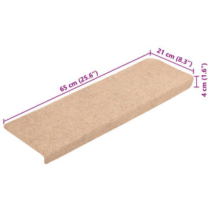 Selvklebende trappematter 10stk kremhvit 65x21x4 cm nålestempel