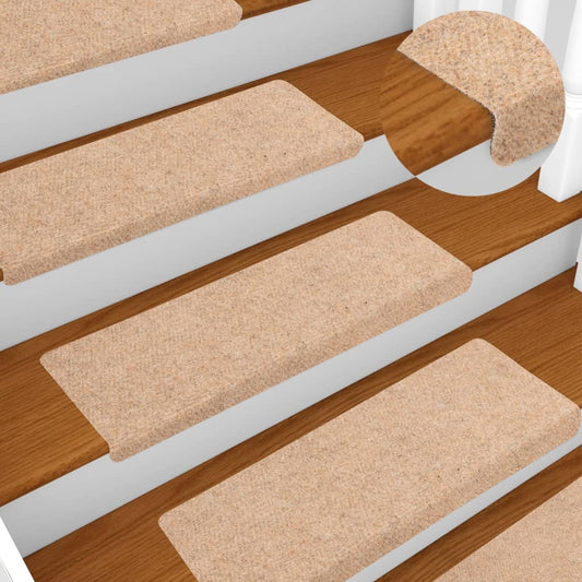 Selvklebende trappematter 10stk kremhvit 65x21x4 cm nålestempel